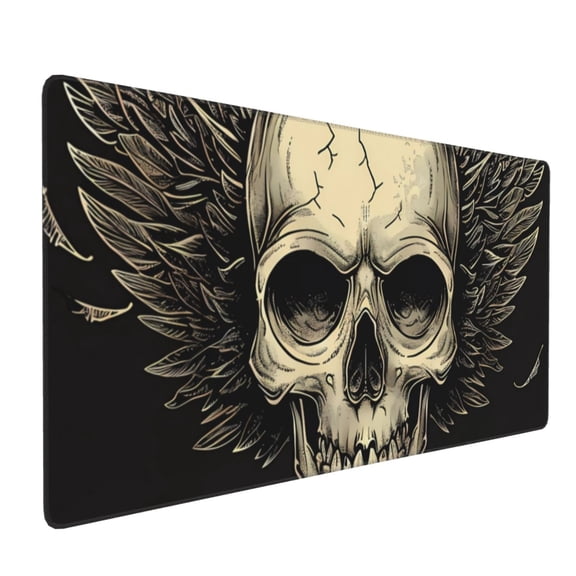 Xecao Gothic Winged Skull Print Large Mouse Pad, 16x35.5in Mousepad, Professional Non-Slip Rubber Base Big Mouse Pad, Mouse Pad for Gaming & Office Full Desk Mouse Pad
