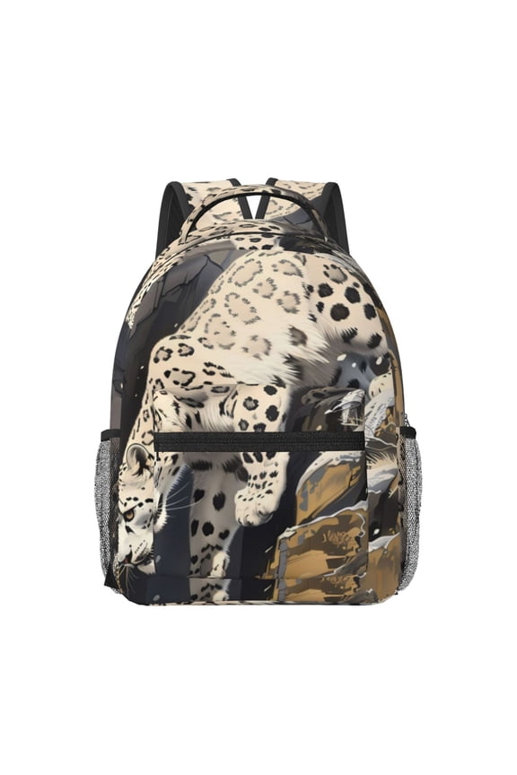 Graceful Snow Leopard Print Casual Backpack: A Computer Backpack Ideal for Men and Women, Perfect for College, School, or Daily Travels-One Size