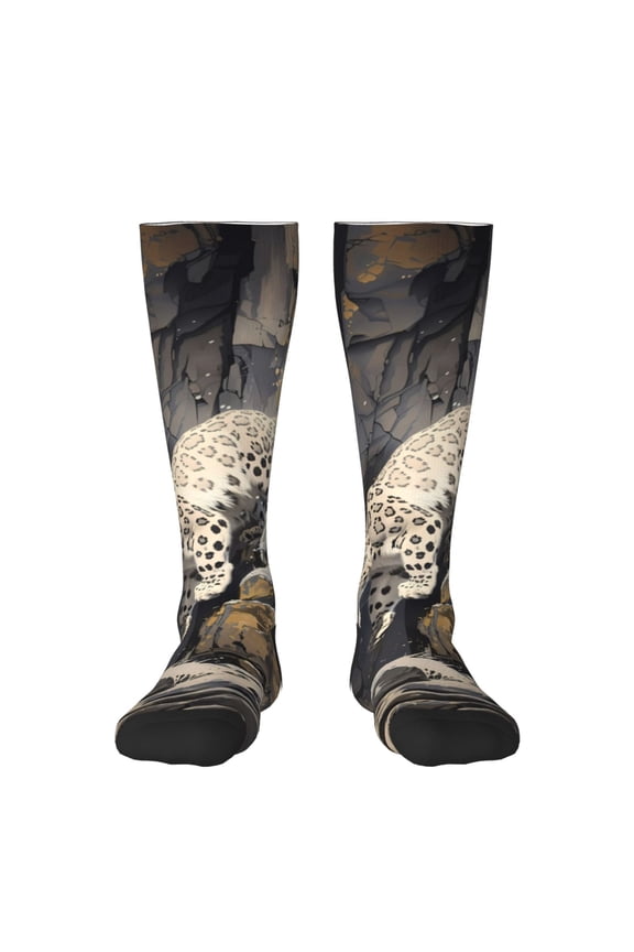 Graceful Snow Leopard Print Compression Socks for Both Men And Women for Running, Travel, Flight, Nurse