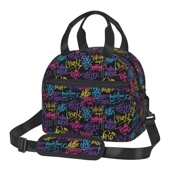 Xecao Graffiti Art Print Insulated Lunch Box, Lunch Cags Lunch Bag Featuring An Adjustable Shoulder Strap