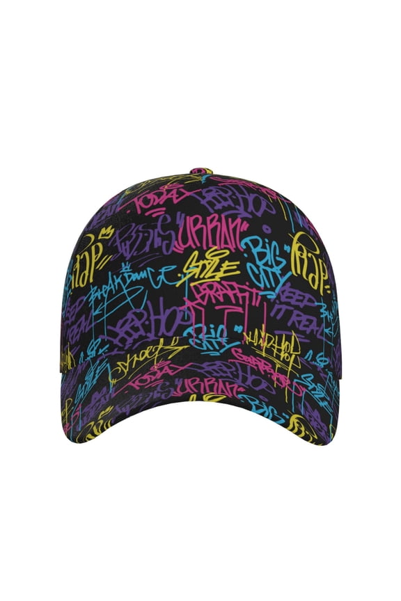 Graffiti Art for Baseball Cap: Unisex, crafted from classic polyester twill fabric, featuring a soft unconstructed design