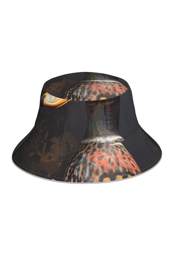 Graffiti Cool Duck Print Men and Women Night Reflective Hat Runner Cap Visor Bucket Hat Boonie Cap