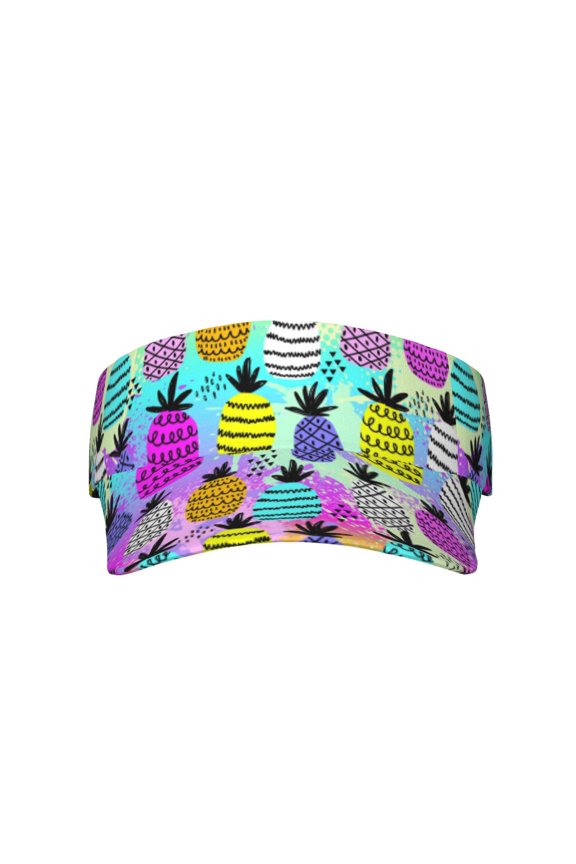 Graffiti Pineapples for Adult Sun Cap offers versatile sun protection with adjustable Velcro for a secure fit.