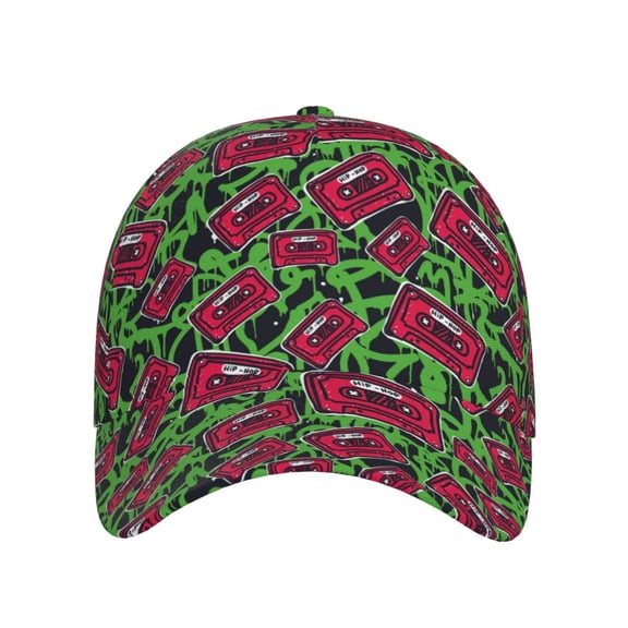 Xecao Graffiti Tape for Baseball Cap: Unisex, crafted from classic polyester twill fabric, featuring a soft unconstructed design