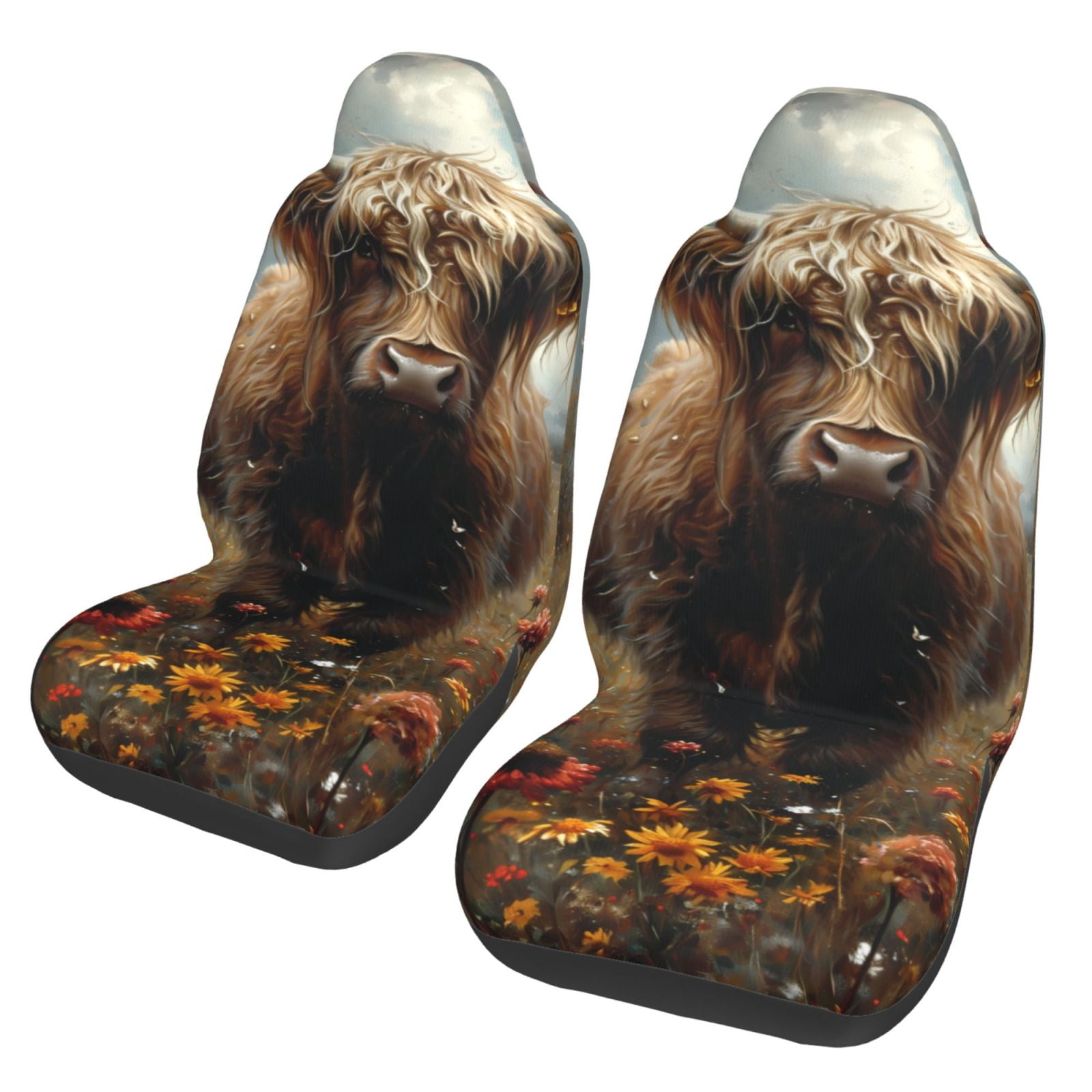 Cute Cow Floral Print Pet Car Seat Cover main image 1