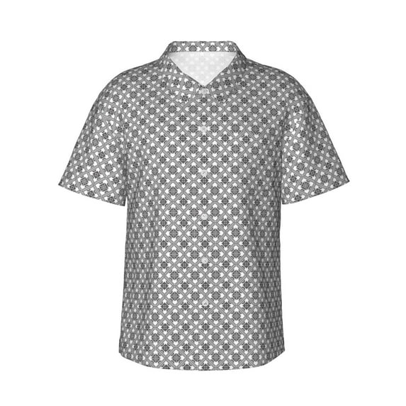 Xecao Gray Plaid print Hawaiian shirt - a stylish short-sleeve button-down for men, perfect for casual beach and tropical outings.