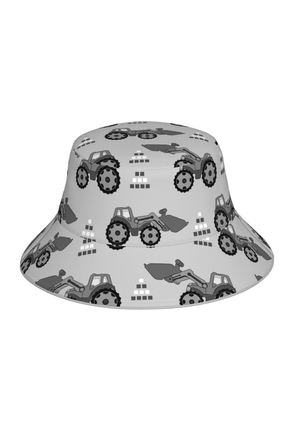 Gray Tractor Print Men and Women Night Reflective Hat Runner Cap Visor Bucket Hat Boonie Cap
