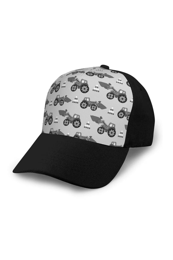 Gray Tractor print unisex vintage washed baseball cap, a soft and adjustable hat perfect for any casual style.
