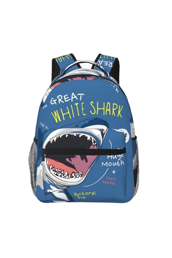 Great White Shark Backpack, a stylish and functional choice for both men and women, is the perfect basic bookbag for college, work, or travel