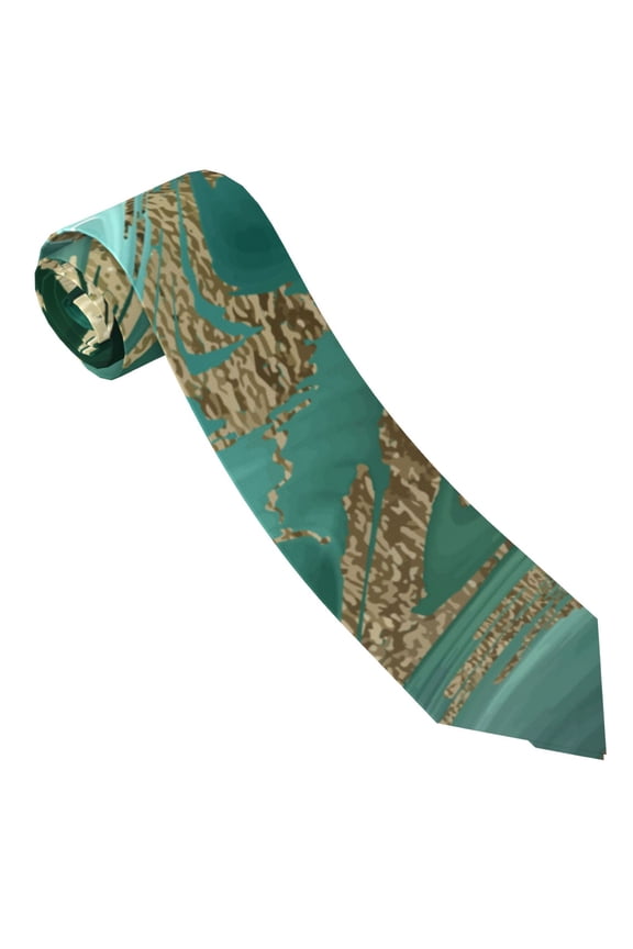 Green And Gold Marble Print Tie For Men Necktie Woven Jacquard Neck Ties,Classic Men's Tie