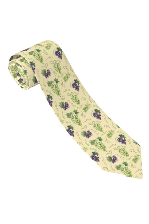 Green And Purple Grapes Print Tie For Men Necktie Woven Jacquard Neck Ties,Classic Men's Tie