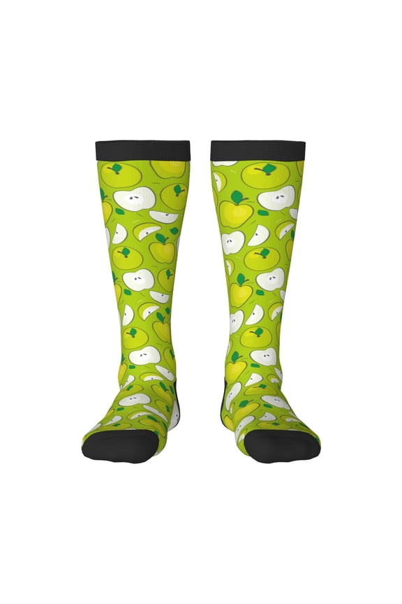 Green Apple Print Compression Socks for Both Men And Women for Running, Travel, Flight, Nurse