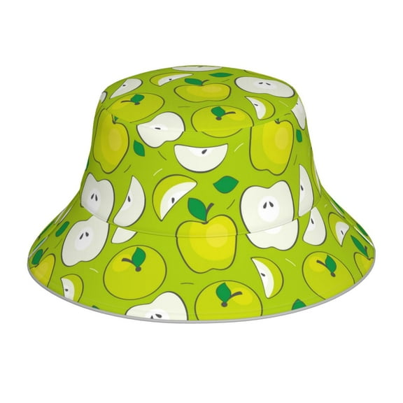 Xecao Green Apple Print Men and Women Night Reflective Hat Runner Cap Visor Bucket Hat Boonie Cap