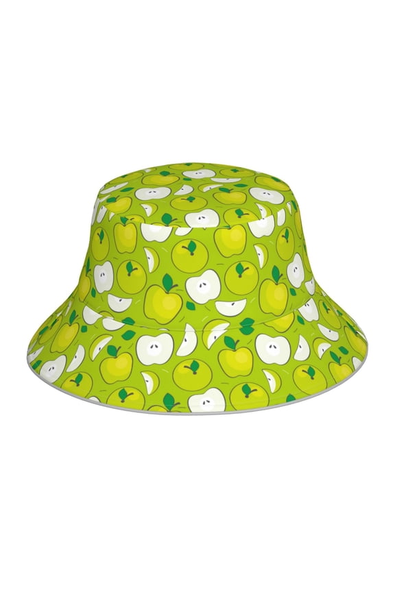 Green Apple Print Men and Women Night Reflective Hat Runner Cap Visor Bucket Hat Boonie Cap