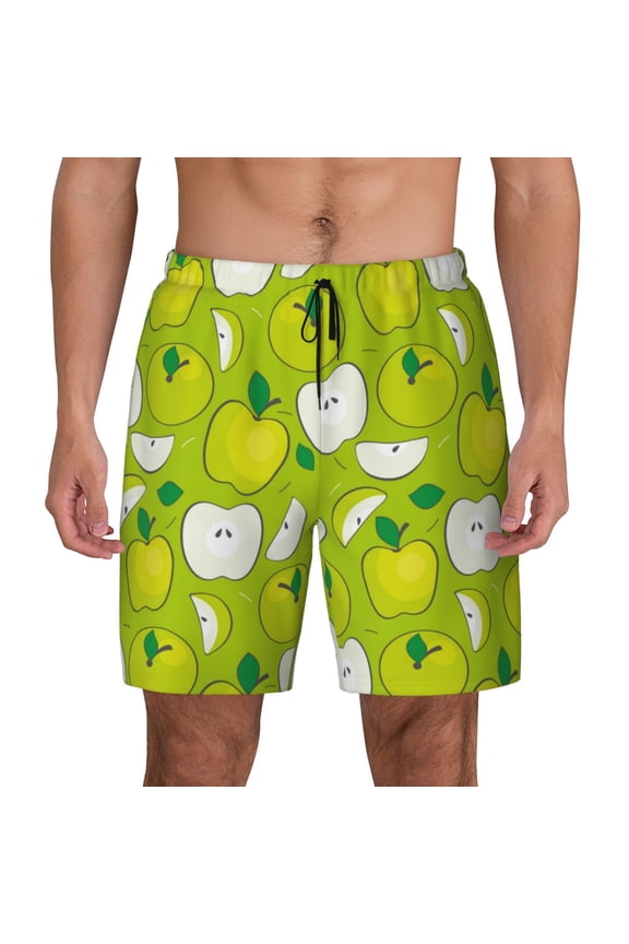 Green Apple for Men's Swimming Trunks Swim Trunks Quick Dry Swim Shorts with Mesh Lining Funny Swimwear Bathing Suits