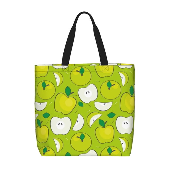 Xecao Green Apple for Tote Bag: spacious with inner pockets, ideal for work, shopping, or travel.
