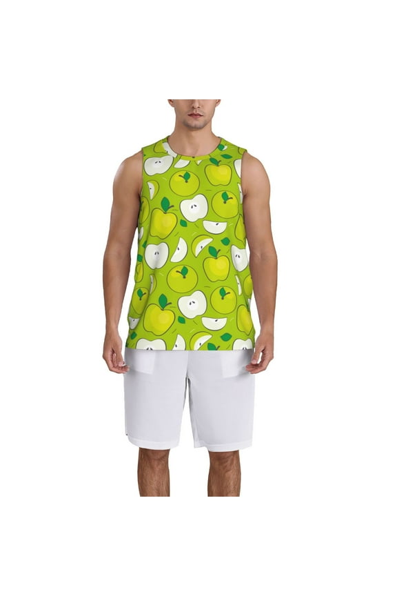 Green Apple print basketball shirt for both men and women, a unisex basketball jersey perfect for theme parties-Large