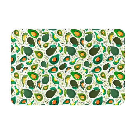 Xecao Green Avocado (2) print Flannel Mat: Non-slip, 16x24in. Ideal for kitchen, bedroom, bath & living room.