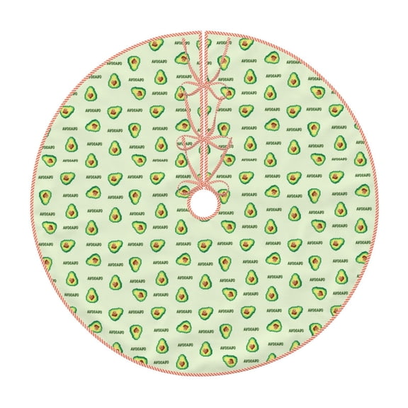Xecao Green Avocado Pattern Christmas Tree Skirt Holiday Part Decorations for Christmas Tree, Farmhouse Christmas Decor Xmas Holiday Home Party Decorations-30"