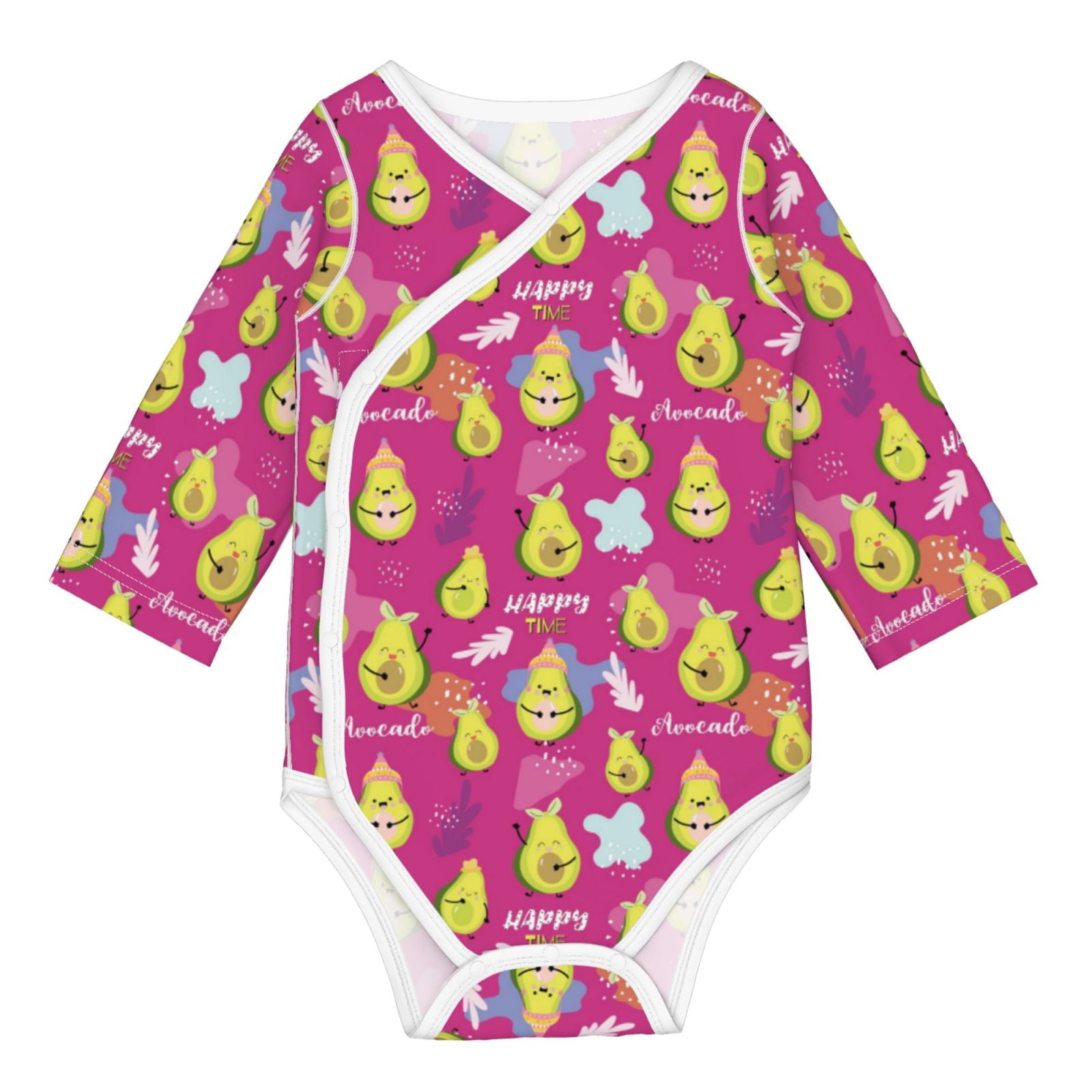 Xecao Green Avocado Print Baby unisex-baby Cotton Long-sleeve Bodysuits-2 Years