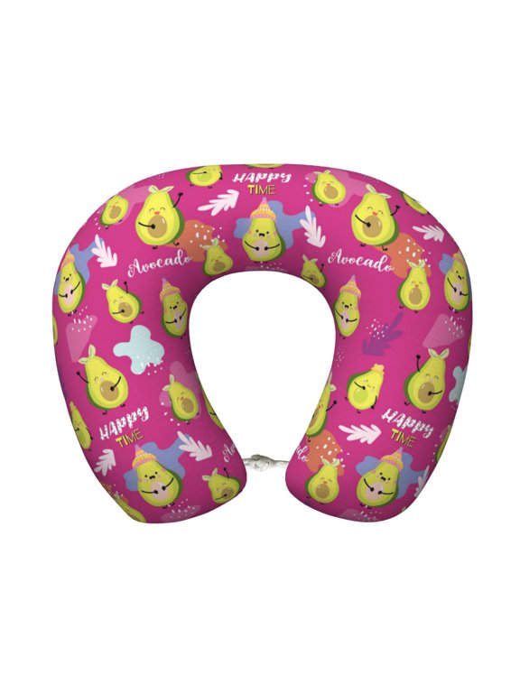 Green Avocado Print Memory Foam Cervical Neck Pillow Versatile U-Shaped Pillows for Home,Office,Camping,Travelling,Soft Washable Cover
