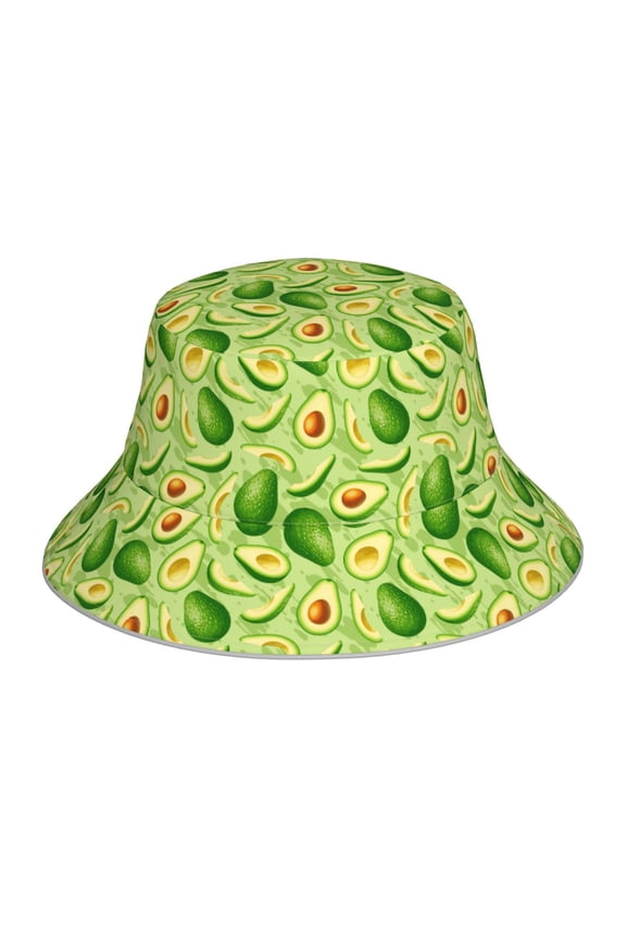 Green Avocado Print Men and Women Night Reflective Hat Runner Cap Visor Bucket Hat Boonie Cap