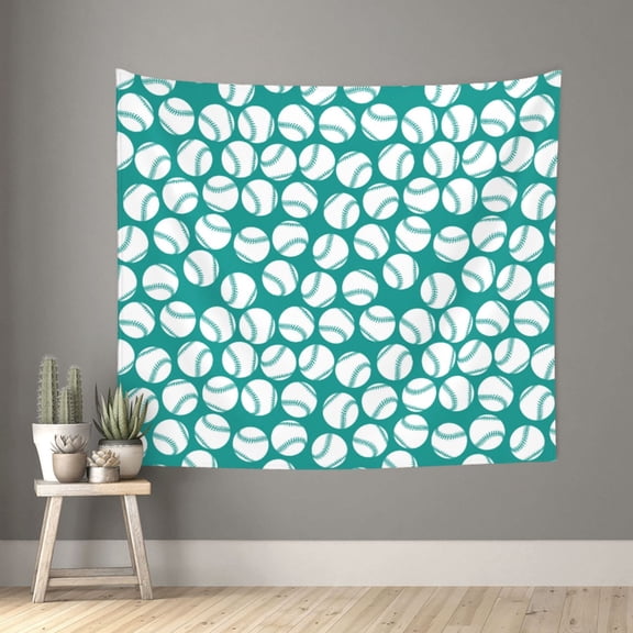 Xecao Green Baseball patten Tapestry 60x51 Inches Wall Hanging Poster Tapestry for Living Room Bedroom Home Decor