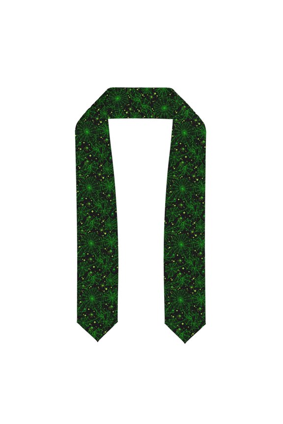Green Bright Web with Spiders Print Graduation Shawl Stole Honor Stole Adult 72" Academic Commencements