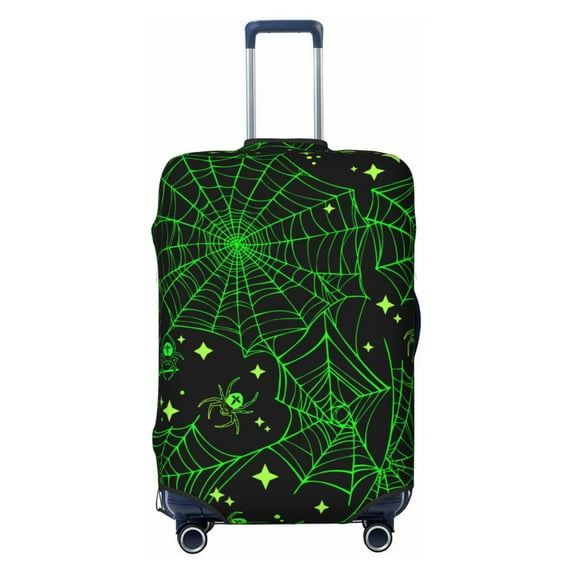 Xecao Green Bright Web with Spiders print Elastic Luggage Cover, with double-sided print , is perfect for travel, business, and daily use