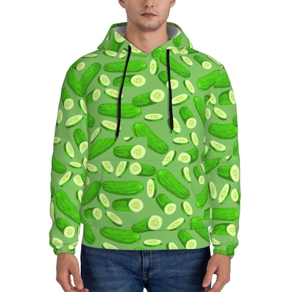 Xecao Green Cucumber Pattern Men's Adult Pullover Hoodie,Hooded Sweatshirt-3X-Large