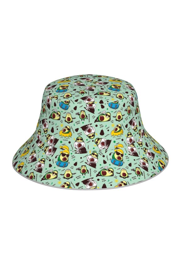 Green Cute Avocado Print Men and Women Night Reflective Hat Runner Cap Visor Bucket Hat Boonie Cap