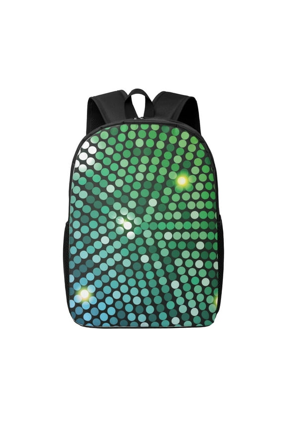 Green Disco Lights print Travel Backpack, Large Computer Backpack for Men Women, College School Rucksack Book Bag