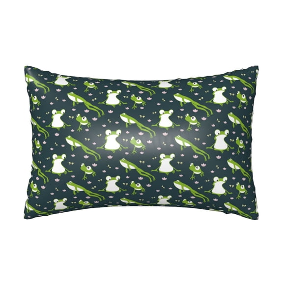 Xecao Green Frogs Pattern Satin Pillowcases for Hair and Skin, Luxurious and Silky Pillow Cases with Envelope Closure, 20x30 Inches
