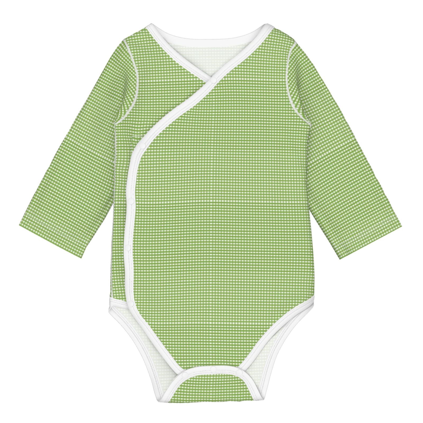 Xecao Green Gingham Print Baby unisex-baby Cotton Long-sleeve Bodysuits-6 Months