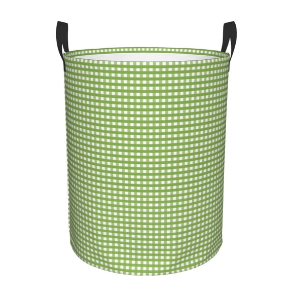 Xecao Green Gingham Print Laundry Hamper Basket,designed for Blanket Storage and Nursery Clothes in the Bedroom