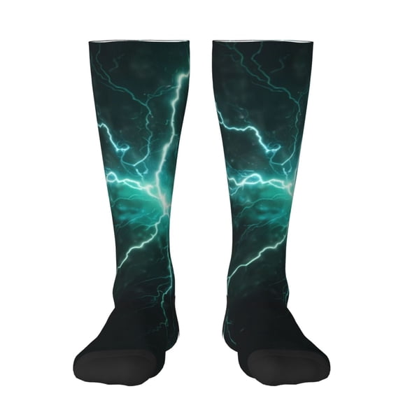 Xecao Green Lightning Flash Print Compression Socks for Both Men And Women for Running, Travel, Flight, Nurse