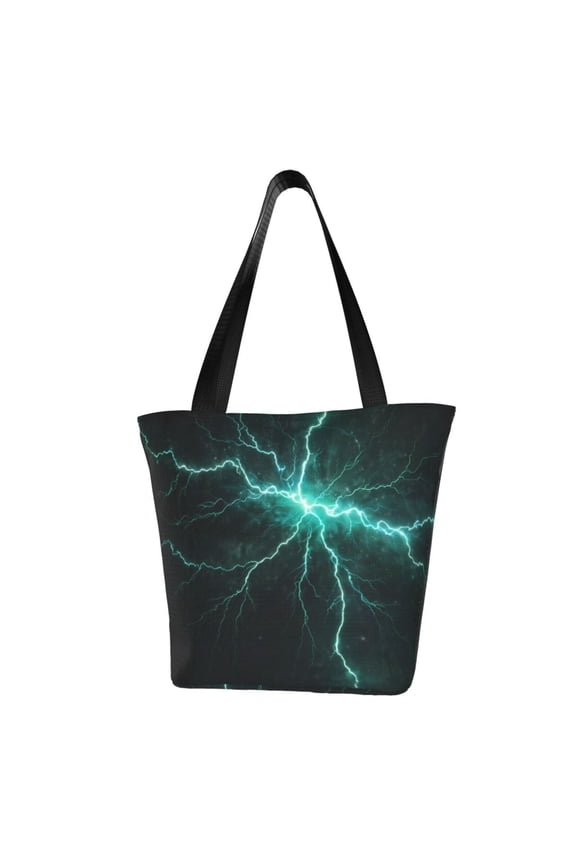 Green Lightning Flash for Tote Bag for Women -Tote Shoulder Bag with A Little Pocket Inside, Perfect for Travel and Work.
