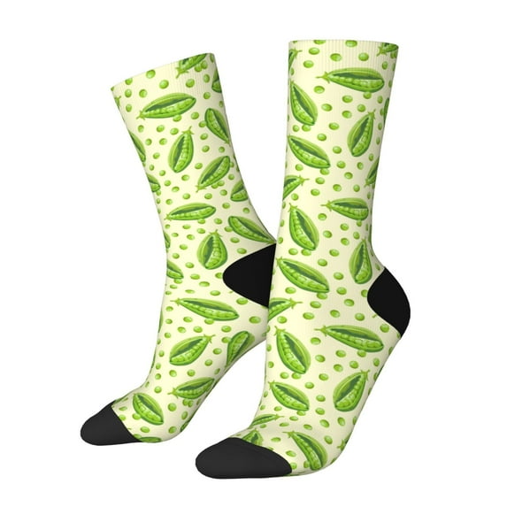 Xecao Green Peas Pattern Sport Socks for Women and Men Crew Socks Sporty Calf Socks Casual Socks