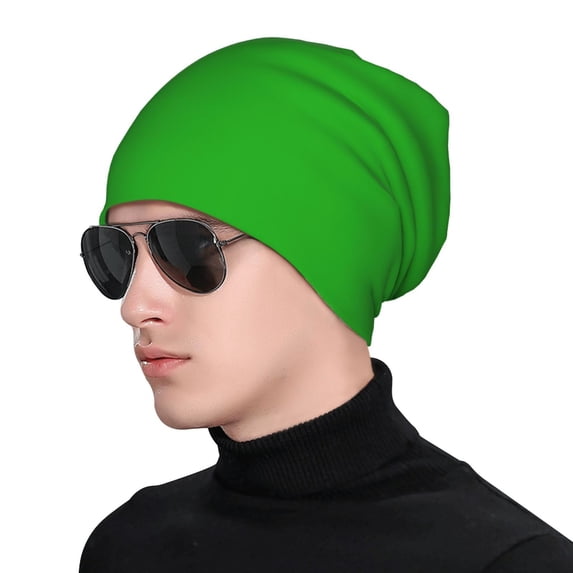 Xecao Green Print Beanie Knitted Hat for Men Women, Winter Fashion Knit Cuffed Caps Unisex