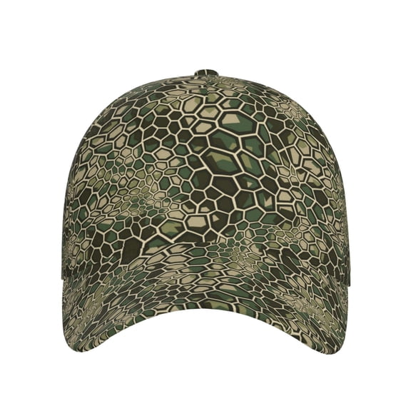 Xecao Green Snake Skin for Baseball Cap: Unisex, crafted from classic polyester twill fabric, featuring a soft unconstructed design
