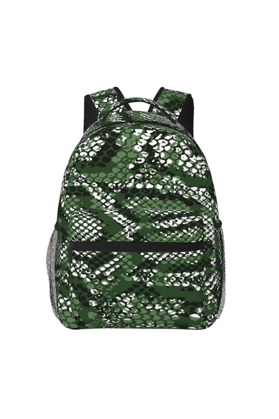 Green Snakeskin Backpack, a stylish and functional choice for both men and women, is the perfect basic bookbag for college, work, or travel