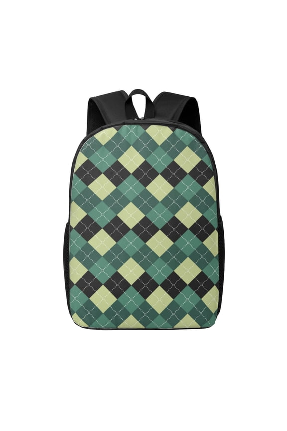 Green Squares print Travel Backpack, Large Computer Backpack for Men Women, College School Rucksack Book Bag