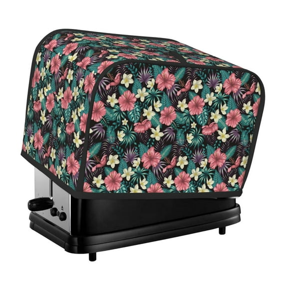 Xecao Green Tropical Leaves Print 2 Slice Toaster Cover with Pockets, Small Appliance Cover, Dust and Fingerprint Protection, Machine Washable