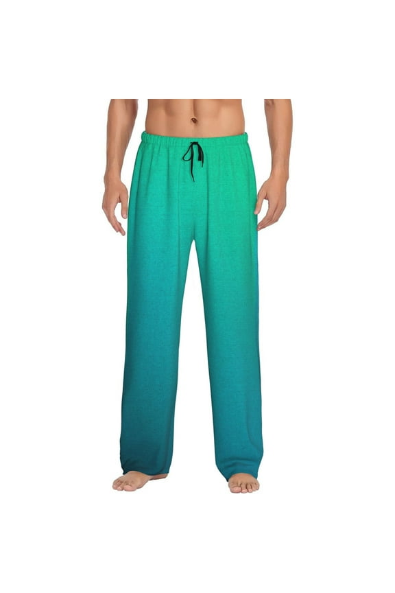 Green Turquoise Teal Print Men's Straight Lounge Pajama Pants - The Ultimate in Comfortable Sleepwear-Large