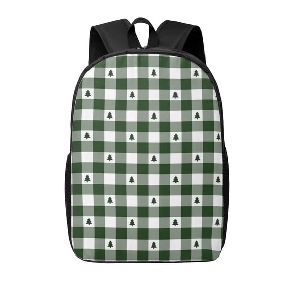Xecao Green White Christmas Tree Lumberjack Plaid print Travel Backpack, Large Computer Backpack for Men Women, College School Rucksack Book Bag