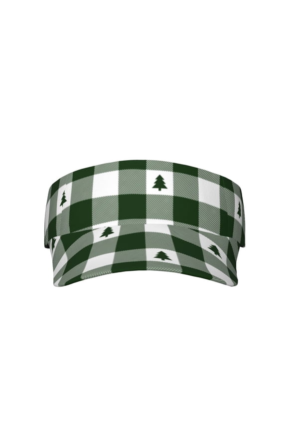 Green White Lumberjack Plaid for Adult Sun Cap offers versatile sun protection with adjustable Velcro for a secure fit.