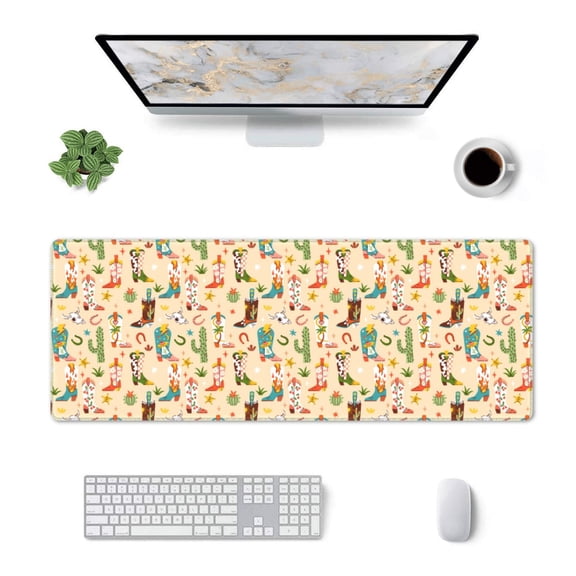 Xecao Groovy American Western Footwear for Mouse Pad - Waterproof Extended Contour Mouse Mat, Large Gaming Mousepad Laptop Keyboard Mat with Non-Slip Rubber Base