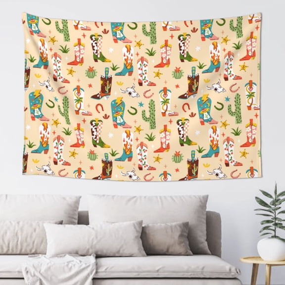 Xecao Groovy American Western Footwear Print Tapestry, Wall Hanging Room Funny Decor, Backdrop Room Decor for Bedroom Living Room dormitory