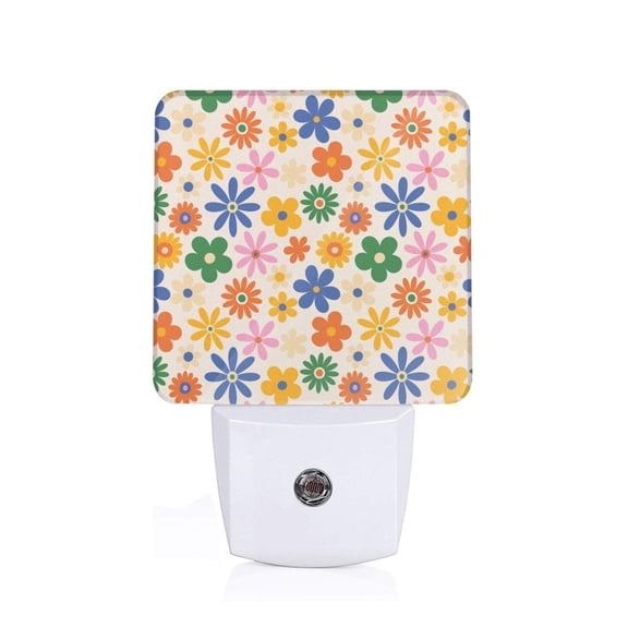 Xecao Groovy Daisy Flowers for Night Light - a Wall-mounted LED Fixture with A Dusk-to-dawn Sensor, Ideal for Bedrooms, Bathrooms, Hallways, and Kitchens-US