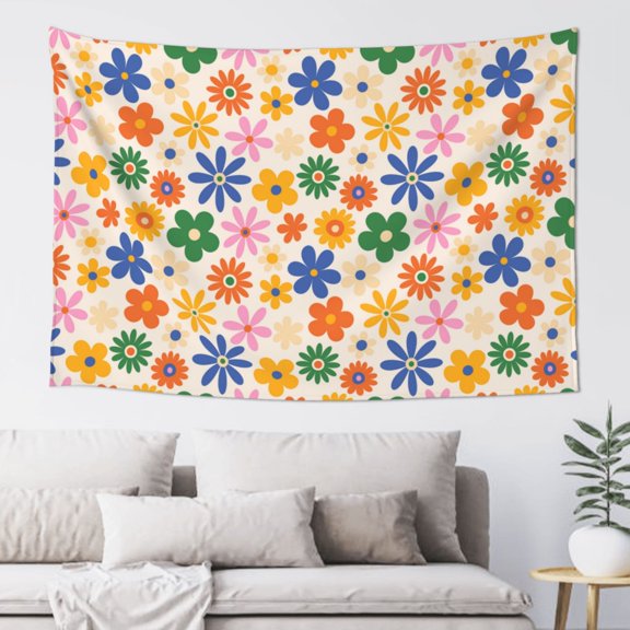 Xecao Groovy Daisy Flowers Print Tapestry, Wall Hanging Room Funny Decor, Backdrop Room Decor for Bedroom Living Room dormitory
